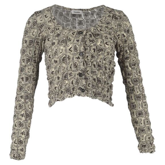 Nanushka Printed Smocked Rosine Cardigan in Multicolor Polyester